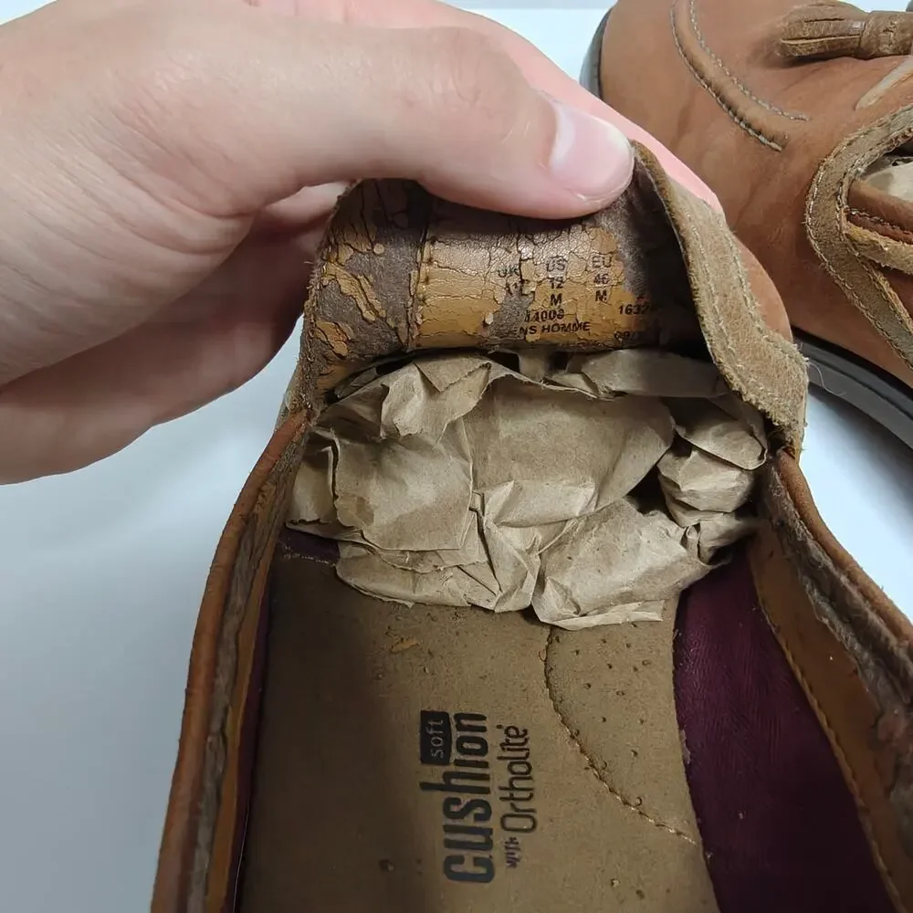 Clarks Collection Men Size 12 Brown Leather Tassel Loafers Cushion Ortholite